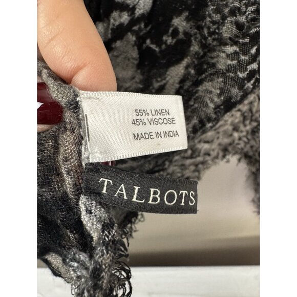 Talbots snakeskin rectangular linen Blend scarf Mobwife Y2K Head Wrap Shawl Chic - Picture 5 of 8